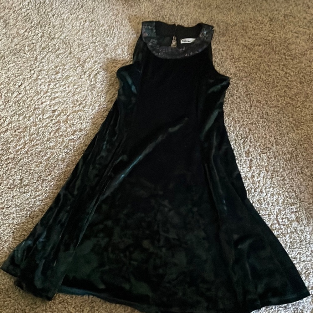 Emerald green velvet dress